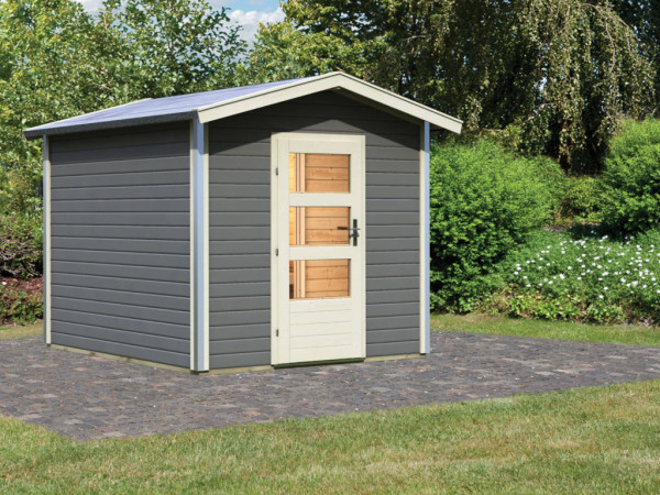 Sauna maison Feldkirch avec vestibule 38 mm gris