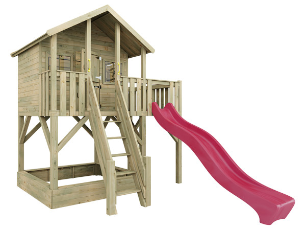 Maison sur pilotis Big House XL KDI avec toboggan rose