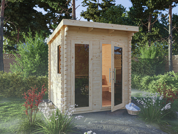 Maison de sauna Layla Set économique avec poêle de sauna de 9 kW avec commande intégrée