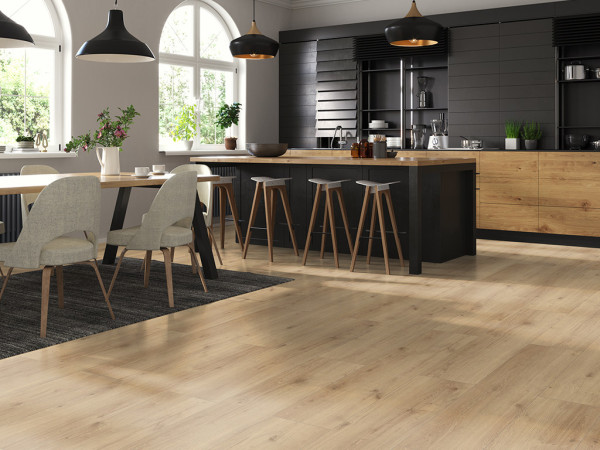Stratifié Skyline Trend Harmony Oak light sand Plancher maison de campagne