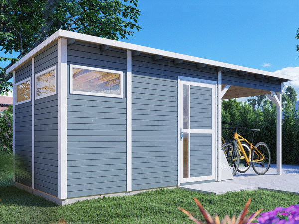 Abri de jardin Punta 3 avec annexe 19 mm gris clair