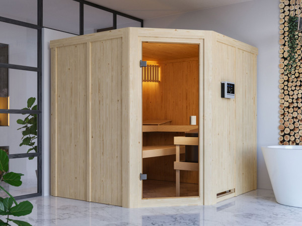 Système de sauna SET ÉCONOMIQUE Céline 3 avec poêle de 9 kW et chauffage ext. commande